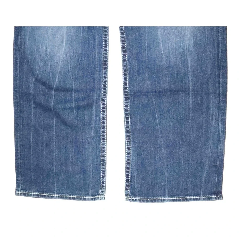 BKE Seth Blue Straight Leg Denim Wiskered Classic Jeans‎ Mens Size 33x31